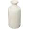 Cream Ceramic Textured Geometric Vase with Checkered Pattern